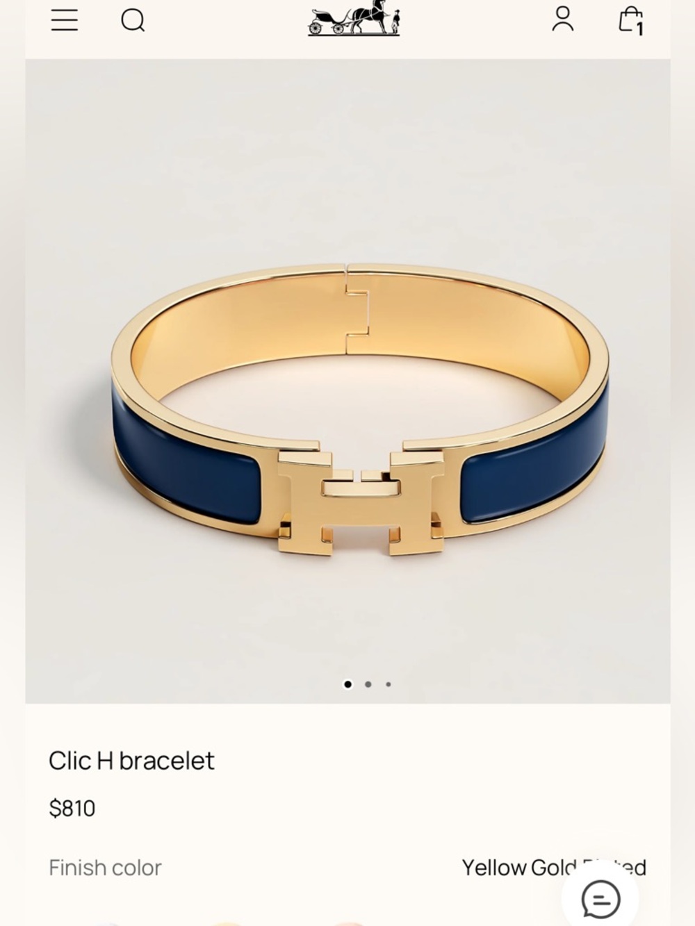 Hermes Clic H Bracelet in Navy Blue and Gold